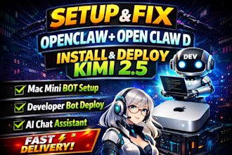 setup fix openclaw open claw developer bot install mac mini bot deploy kimi 2 5