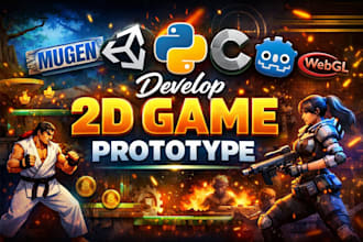 develop 2d game prototype in mugen, unity, python, construct, godot, webgl