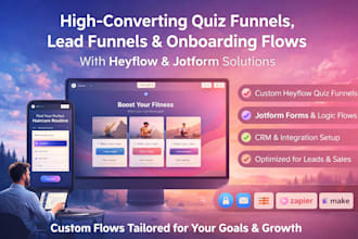 create heyflow quiz funnels, lead funnels, onboarding flows and jotform forms