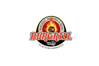 design grill burgers hot dogs beers logo