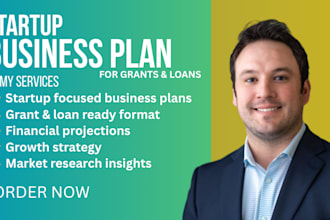 write a startup business plan for grants, loans and growth success