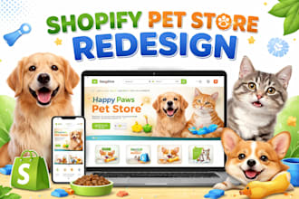 design a dog and cat shopify pet store dropshipping website
