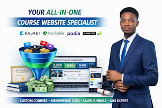 be your kajabi, teachable, podia, thinkific, ghl online course website expert