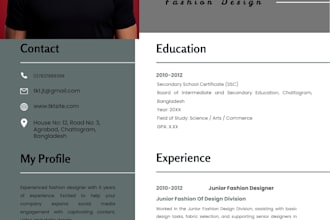 design a professional ats resume or CV in canva