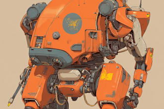 create retro mecha or scifi gundam art