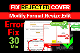 fix error, modify, resize, edit book cover, ebook cover,KDP manuscript 30