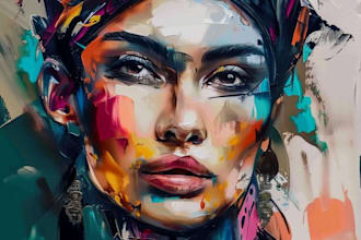 make abstract painting art or color abstract portrait