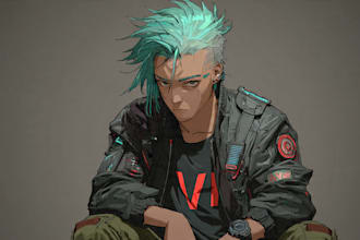 design anime character , cyberpunk character