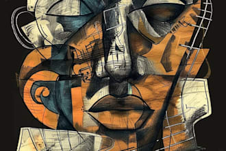 draw cubism, surrealism and abstract styles for album cover
