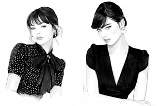 design bespoke hand drawn fashion illustrations
