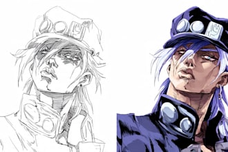 draw your oc, fanart, pfp, vtuber, or manga in jojo bizarre adventure style