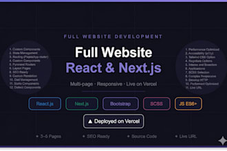 build a full website using react and next js with vercel deployment