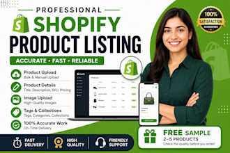 do shopify product listing and ecommerce data entry