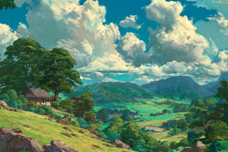 draw anime background, landscape illustrations