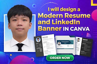 design a modern resume and linkedin banner