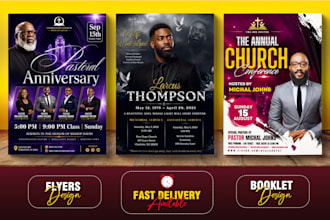 design funeral program, obituary, memorial booklet, event and church flyer