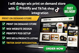 design wix print on demand store with printify and printitiktok shop integration