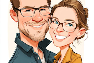 draw a cute couple caricature from your photo