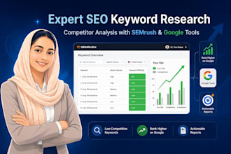 seo keyword research and competitor analysis with semrush and google tools