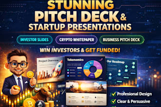 design modern pitch deck, crypto whitepaper presentation, startup investor slide