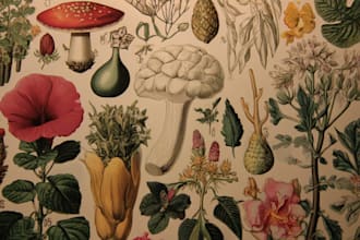 create detailed botanical illustrations of plants, flowers, and herbs