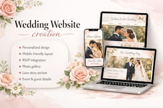 create a wedding website with rsvp and photo gallery, wedding invitation website
