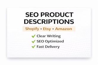 write SEO descriptions for shopify, etsy, and amazon