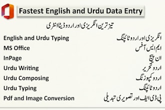 do fast and accurate data entry and urdu typing in page