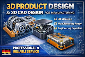 do 3d product design and 3d cad design for manufacturing