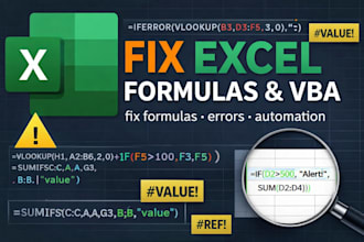 fix excel formulas, errors, vba and spreadsheet issues