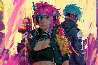 design anime character, cyberpunk character
