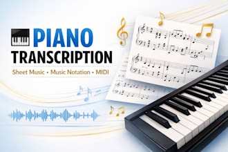 do piano transcription, sheet music, music notation and transcribe music