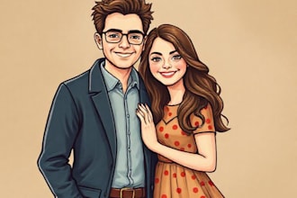 design a personalized couple portrait, perfect for gifts