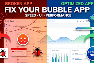 fix, optimize, audit your bubble io app, bubble io web for better performance UI