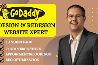 design or redesign a godaddy website with SEO