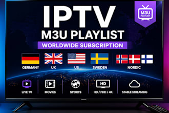 offer worldwide, german, uk, us, sweden, nordic, m3u subscription playlist