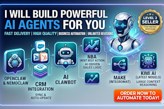 build ai agents with openclaw, nemoclaw, crm, ai clawbot,  nba, make, kimi ai