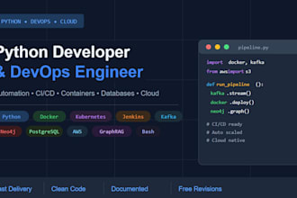 build python automation scripts, docker, kafka, and devops pipelines