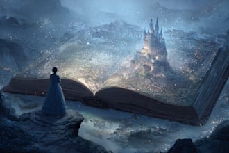 create illustrated fairytale book cover