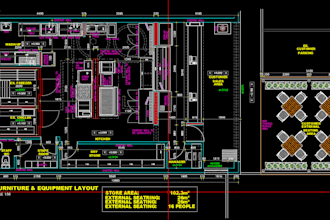 redraw floor plans in autocad from PDF, sketch or image