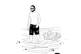 draw simple black and white illustration