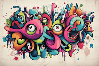 create custom graffiti wall art and street art illustrations
