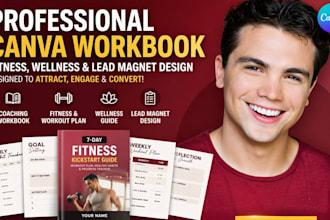 canva coaching workbook, fitness and wellness workout program canva lead magnet