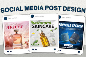 design professional social media posts product posts and banners