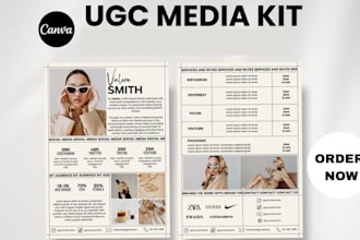 design influencer ugc media kit, pricing rate card and brand pitch deck