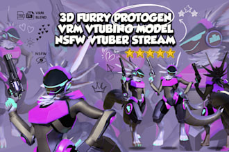 do custom vrchat furry avatar fursona facial rig 3d model vrc anime nsfw avatar