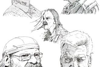 create handcrafted ink portrets in unique style
