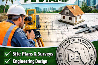 florida land survey and pe stamp for site plan approval