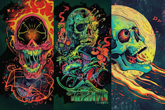 do amazing art retro horror, stoner, psychedelic