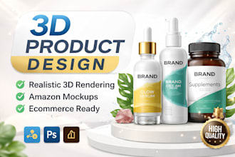 create realistic 3d product rendering, amazon mockup design, product design